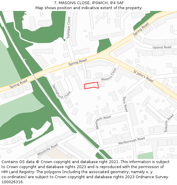 7, MASONS CLOSE, IPSWICH, IP4 5AF: Location map and indicative extent of plot