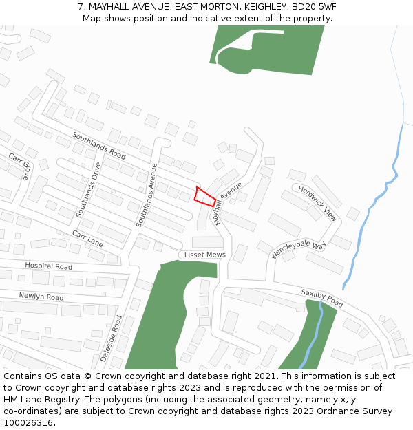 7, MAYHALL AVENUE, EAST MORTON, KEIGHLEY, BD20 5WF: Location map and indicative extent of plot