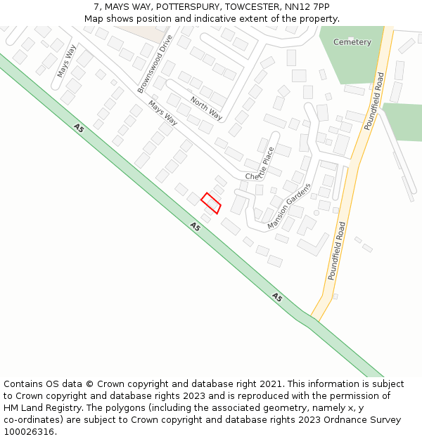 7, MAYS WAY, POTTERSPURY, TOWCESTER, NN12 7PP: Location map and indicative extent of plot