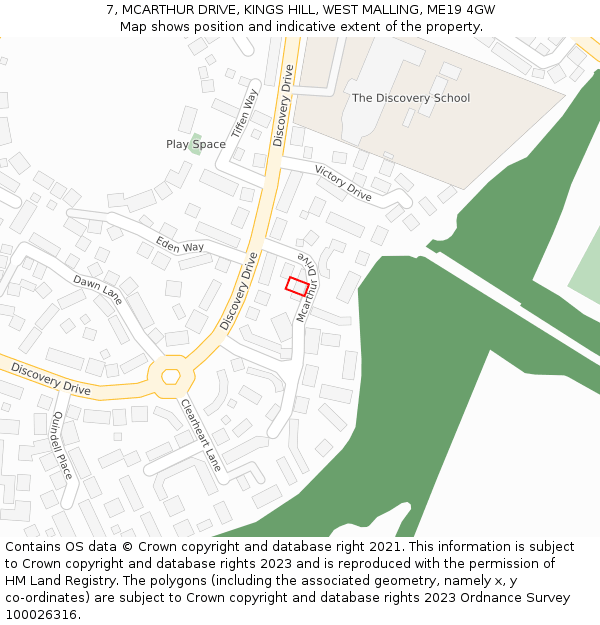 7, MCARTHUR DRIVE, KINGS HILL, WEST MALLING, ME19 4GW: Location map and indicative extent of plot
