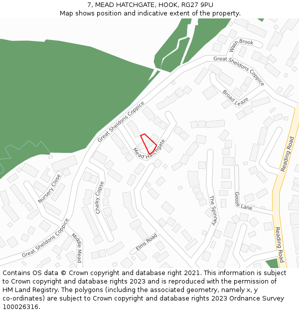 7, MEAD HATCHGATE, HOOK, RG27 9PU: Location map and indicative extent of plot