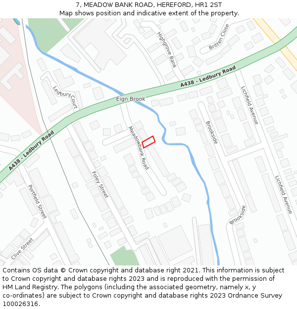 7, MEADOW BANK ROAD, HEREFORD, HR1 2ST: Location map and indicative extent of plot