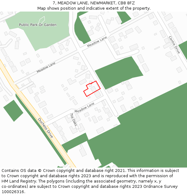 7, MEADOW LANE, NEWMARKET, CB8 8FZ: Location map and indicative extent of plot