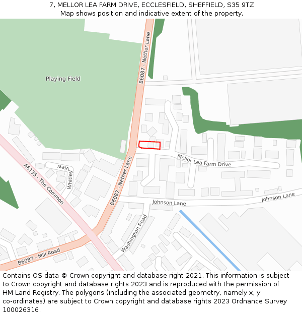 7, MELLOR LEA FARM DRIVE, ECCLESFIELD, SHEFFIELD, S35 9TZ: Location map and indicative extent of plot
