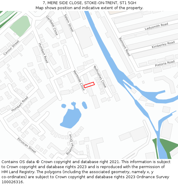 7, MERE SIDE CLOSE, STOKE-ON-TRENT, ST1 5GH: Location map and indicative extent of plot
