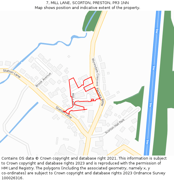 7, MILL LANE, SCORTON, PRESTON, PR3 1NN: Location map and indicative extent of plot