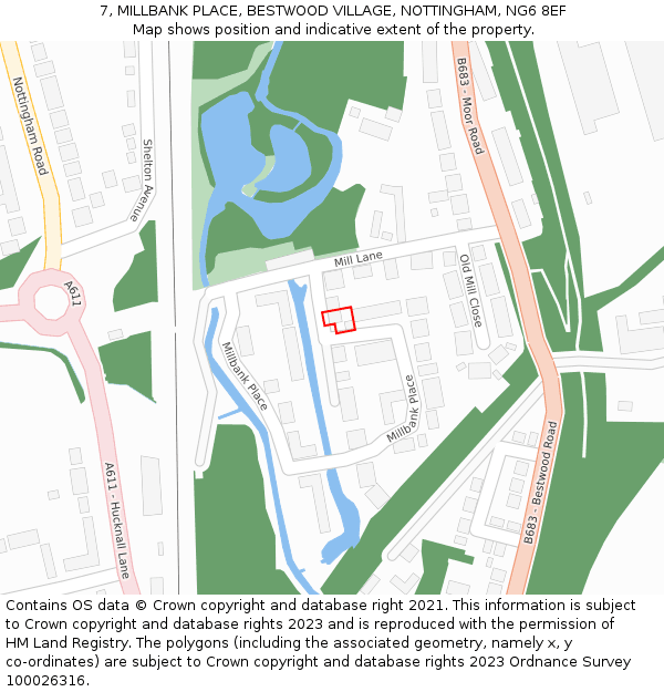 7, MILLBANK PLACE, BESTWOOD VILLAGE, NOTTINGHAM, NG6 8EF: Location map and indicative extent of plot