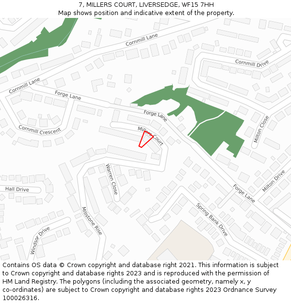 7, MILLERS COURT, LIVERSEDGE, WF15 7HH: Location map and indicative extent of plot