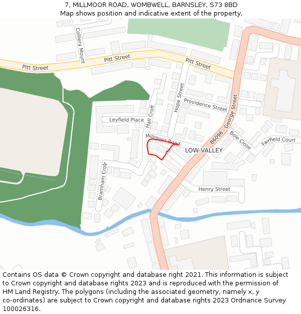 7, MILLMOOR ROAD, WOMBWELL, BARNSLEY, S73 8BD: Location map and indicative extent of plot