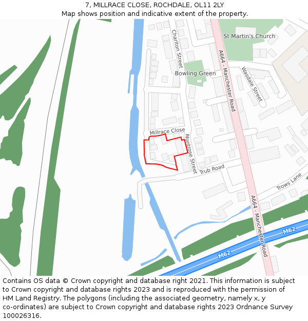 7, MILLRACE CLOSE, ROCHDALE, OL11 2LY: Location map and indicative extent of plot