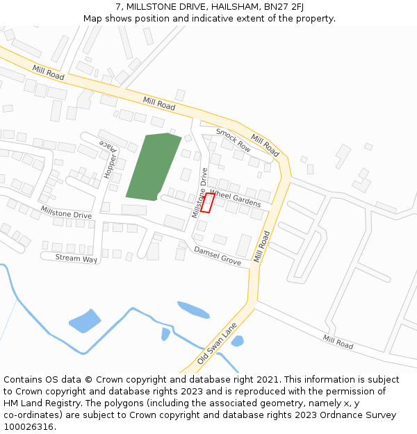 7, MILLSTONE DRIVE, HAILSHAM, BN27 2FJ: Location map and indicative extent of plot