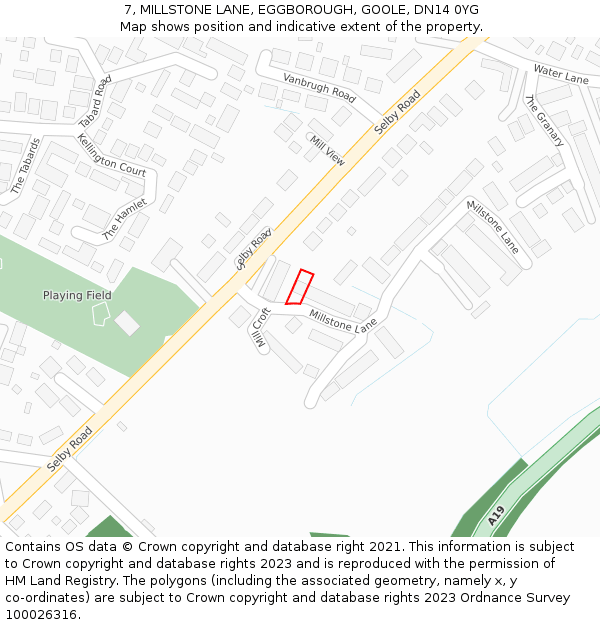 7, MILLSTONE LANE, EGGBOROUGH, GOOLE, DN14 0YG: Location map and indicative extent of plot