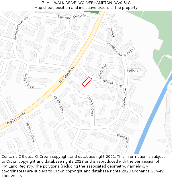 7, MILLWALK DRIVE, WOLVERHAMPTON, WV9 5LG: Location map and indicative extent of plot