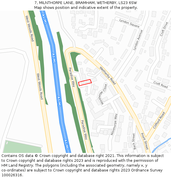 7, MILNTHORPE LANE, BRAMHAM, WETHERBY, LS23 6SW: Location map and indicative extent of plot