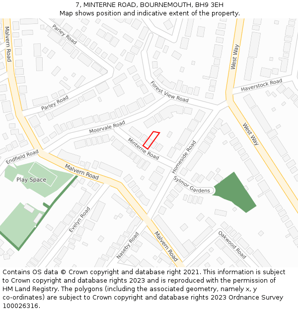 7, MINTERNE ROAD, BOURNEMOUTH, BH9 3EH: Location map and indicative extent of plot