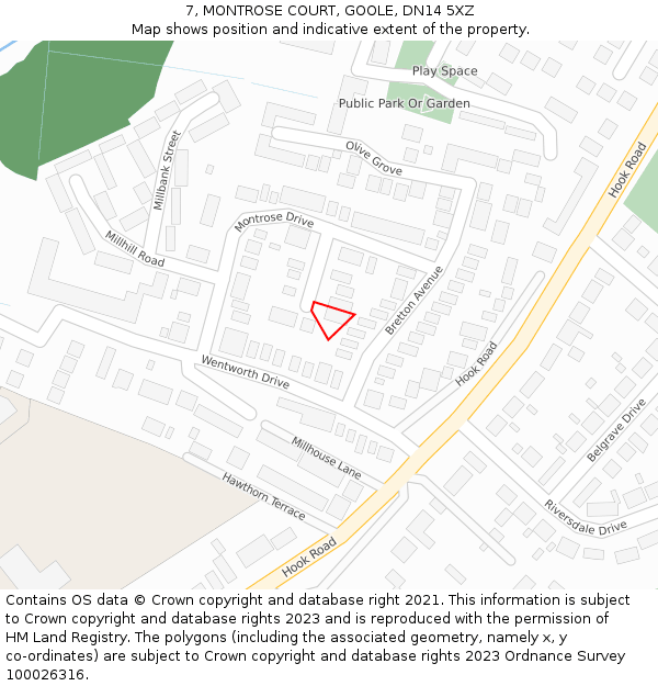 7, MONTROSE COURT, GOOLE, DN14 5XZ: Location map and indicative extent of plot