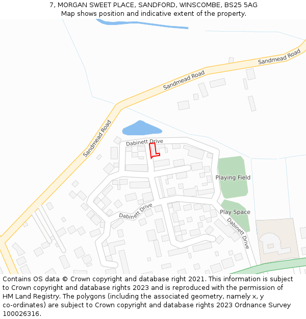 7, MORGAN SWEET PLACE, SANDFORD, WINSCOMBE, BS25 5AG: Location map and indicative extent of plot