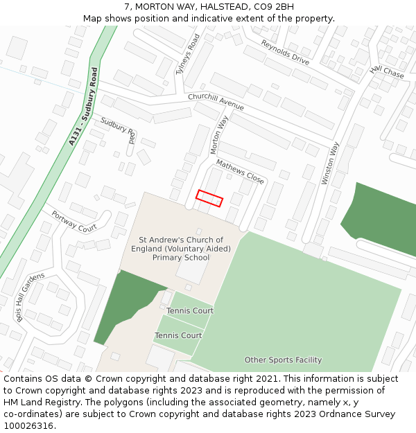 7, MORTON WAY, HALSTEAD, CO9 2BH: Location map and indicative extent of plot