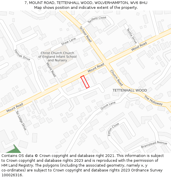 7, MOUNT ROAD, TETTENHALL WOOD, WOLVERHAMPTON, WV6 8HU: Location map and indicative extent of plot