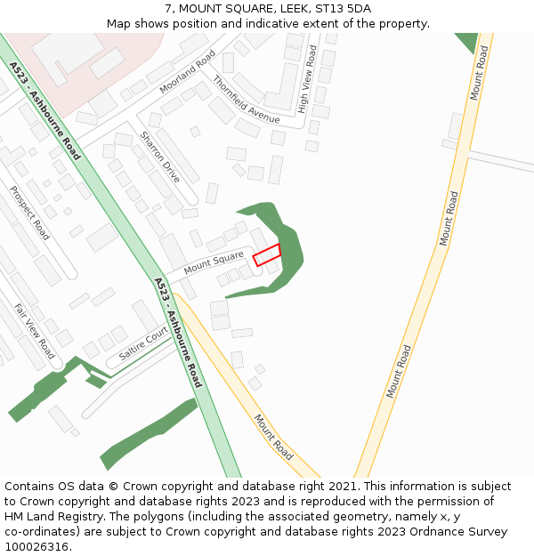7, MOUNT SQUARE, LEEK, ST13 5DA: Location map and indicative extent of plot