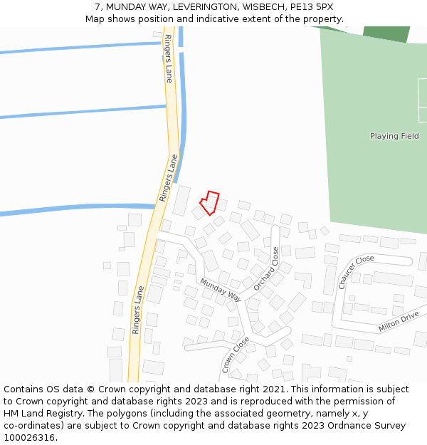 7, MUNDAY WAY, LEVERINGTON, WISBECH, PE13 5PX: Location map and indicative extent of plot