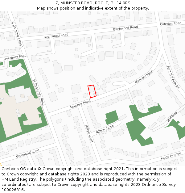 7, MUNSTER ROAD, POOLE, BH14 9PS: Location map and indicative extent of plot