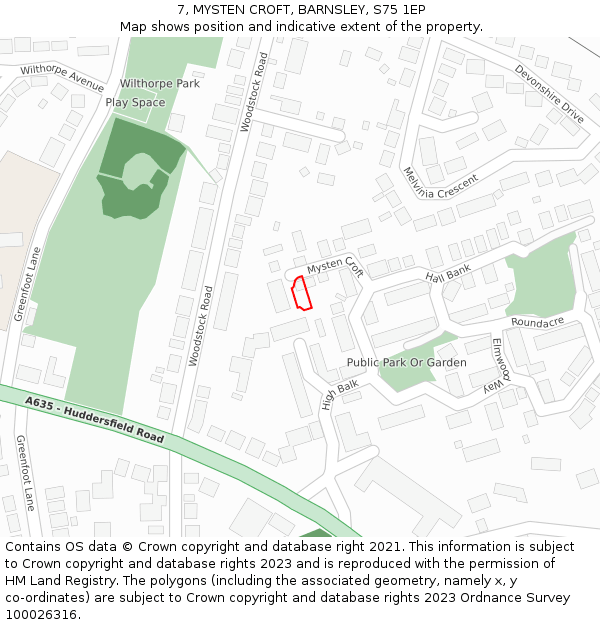 7, MYSTEN CROFT, BARNSLEY, S75 1EP: Location map and indicative extent of plot