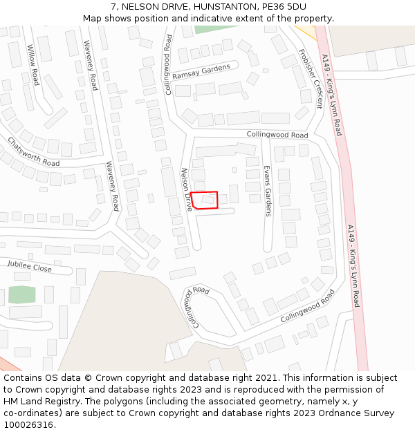 7, NELSON DRIVE, HUNSTANTON, PE36 5DU: Location map and indicative extent of plot