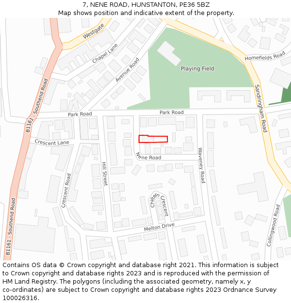 7, NENE ROAD, HUNSTANTON, PE36 5BZ: Location map and indicative extent of plot