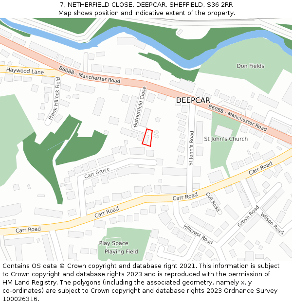 7, NETHERFIELD CLOSE, DEEPCAR, SHEFFIELD, S36 2RR: Location map and indicative extent of plot