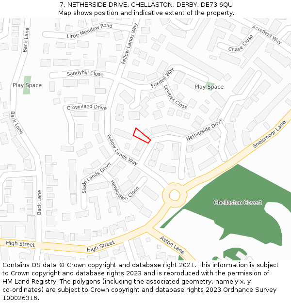 7, NETHERSIDE DRIVE, CHELLASTON, DERBY, DE73 6QU: Location map and indicative extent of plot