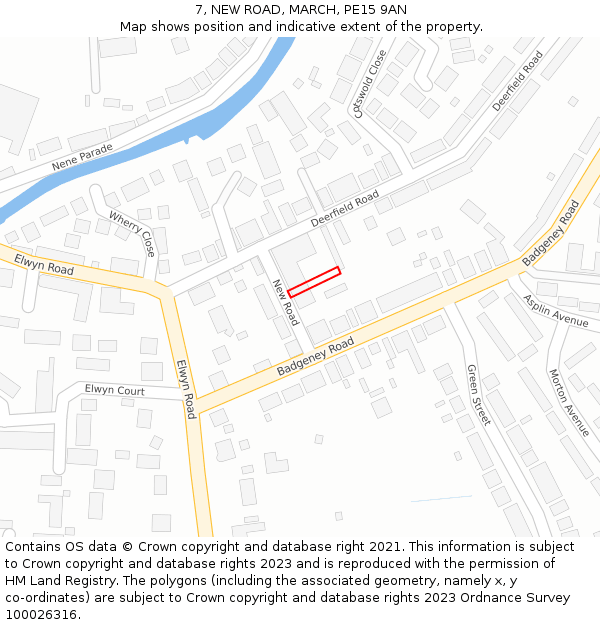 7, NEW ROAD, MARCH, PE15 9AN: Location map and indicative extent of plot