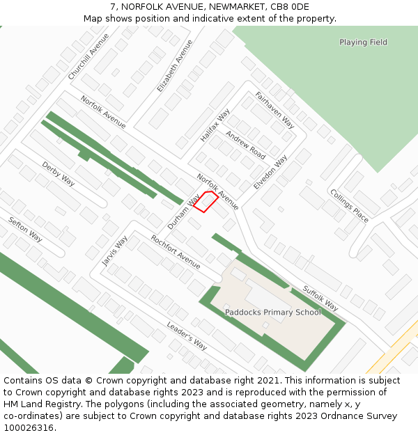 7, NORFOLK AVENUE, NEWMARKET, CB8 0DE: Location map and indicative extent of plot