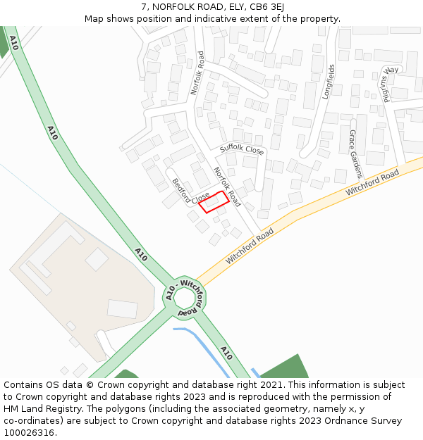 7, NORFOLK ROAD, ELY, CB6 3EJ: Location map and indicative extent of plot