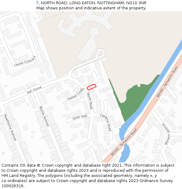 7, NORTH ROAD, LONG EATON, NOTTINGHAM, NG10 3NR: Location map and indicative extent of plot