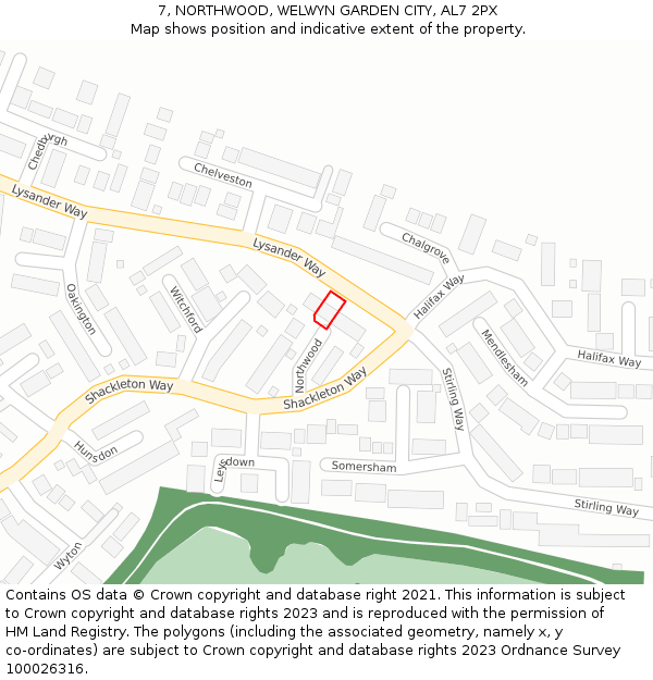 7, NORTHWOOD, WELWYN GARDEN CITY, AL7 2PX: Location map and indicative extent of plot
