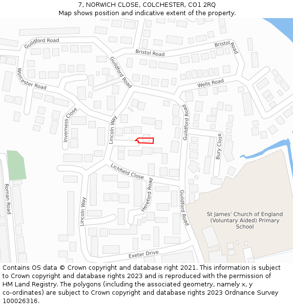 7, NORWICH CLOSE, COLCHESTER, CO1 2RQ: Location map and indicative extent of plot