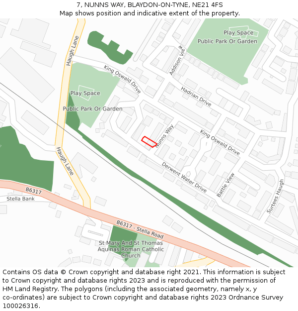 7, NUNNS WAY, BLAYDON-ON-TYNE, NE21 4FS: Location map and indicative extent of plot