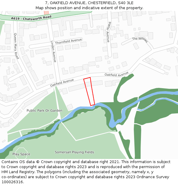 7, OAKFIELD AVENUE, CHESTERFIELD, S40 3LE: Location map and indicative extent of plot