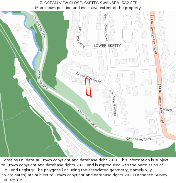 7, OCEAN VIEW CLOSE, SKETTY, SWANSEA, SA2 8EP: Location map and indicative extent of plot
