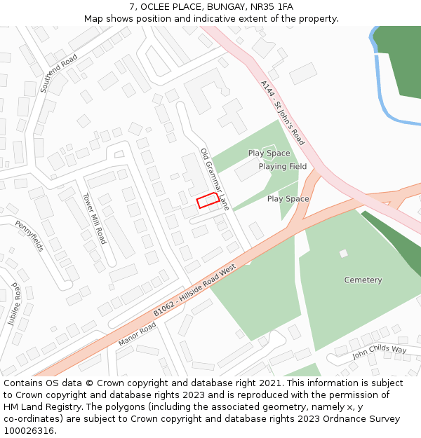 7, OCLEE PLACE, BUNGAY, NR35 1FA: Location map and indicative extent of plot