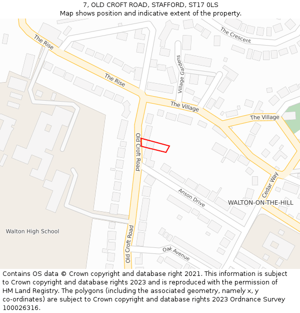 7, OLD CROFT ROAD, STAFFORD, ST17 0LS: Location map and indicative extent of plot