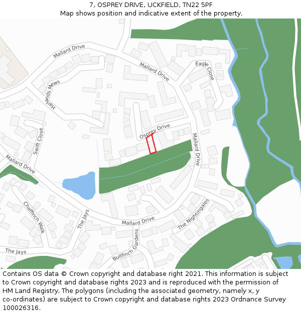 7, OSPREY DRIVE, UCKFIELD, TN22 5PF: Location map and indicative extent of plot