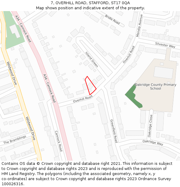 7, OVERHILL ROAD, STAFFORD, ST17 0QA: Location map and indicative extent of plot