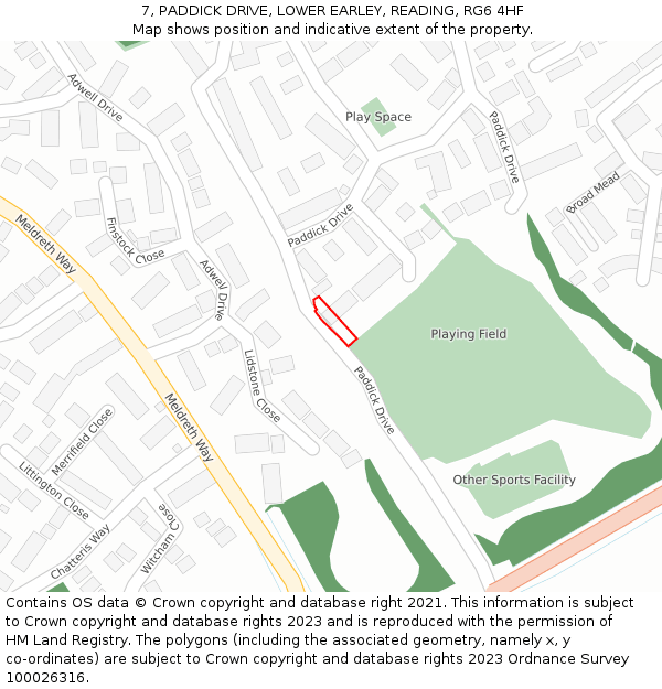 7, PADDICK DRIVE, LOWER EARLEY, READING, RG6 4HF: Location map and indicative extent of plot