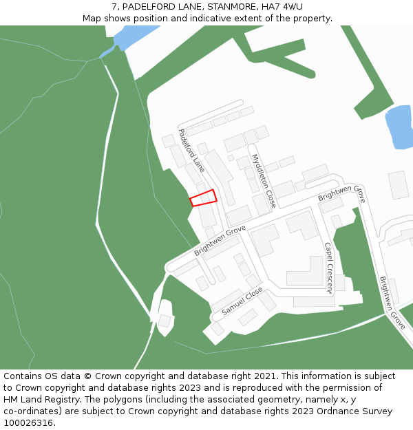 7, PADELFORD LANE, STANMORE, HA7 4WU: Location map and indicative extent of plot