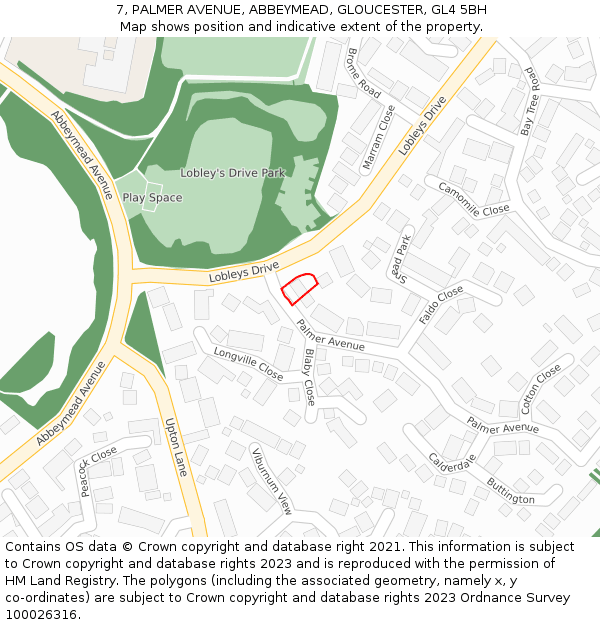 7, PALMER AVENUE, ABBEYMEAD, GLOUCESTER, GL4 5BH: Location map and indicative extent of plot