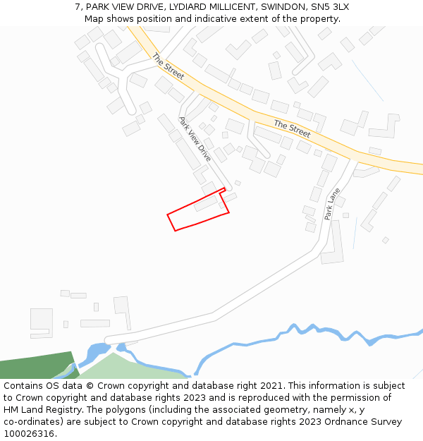 7, PARK VIEW DRIVE, LYDIARD MILLICENT, SWINDON, SN5 3LX: Location map and indicative extent of plot