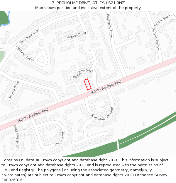 7, PEGHOLME DRIVE, OTLEY, LS21 3NZ: Location map and indicative extent of plot