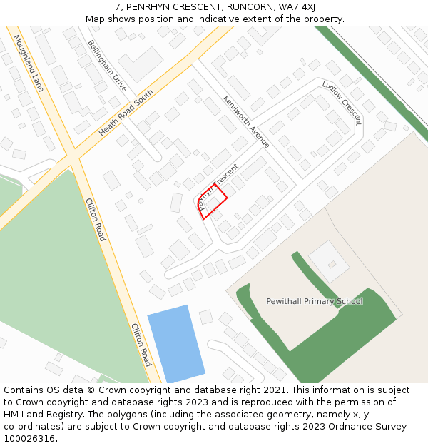 7, PENRHYN CRESCENT, RUNCORN, WA7 4XJ: Location map and indicative extent of plot